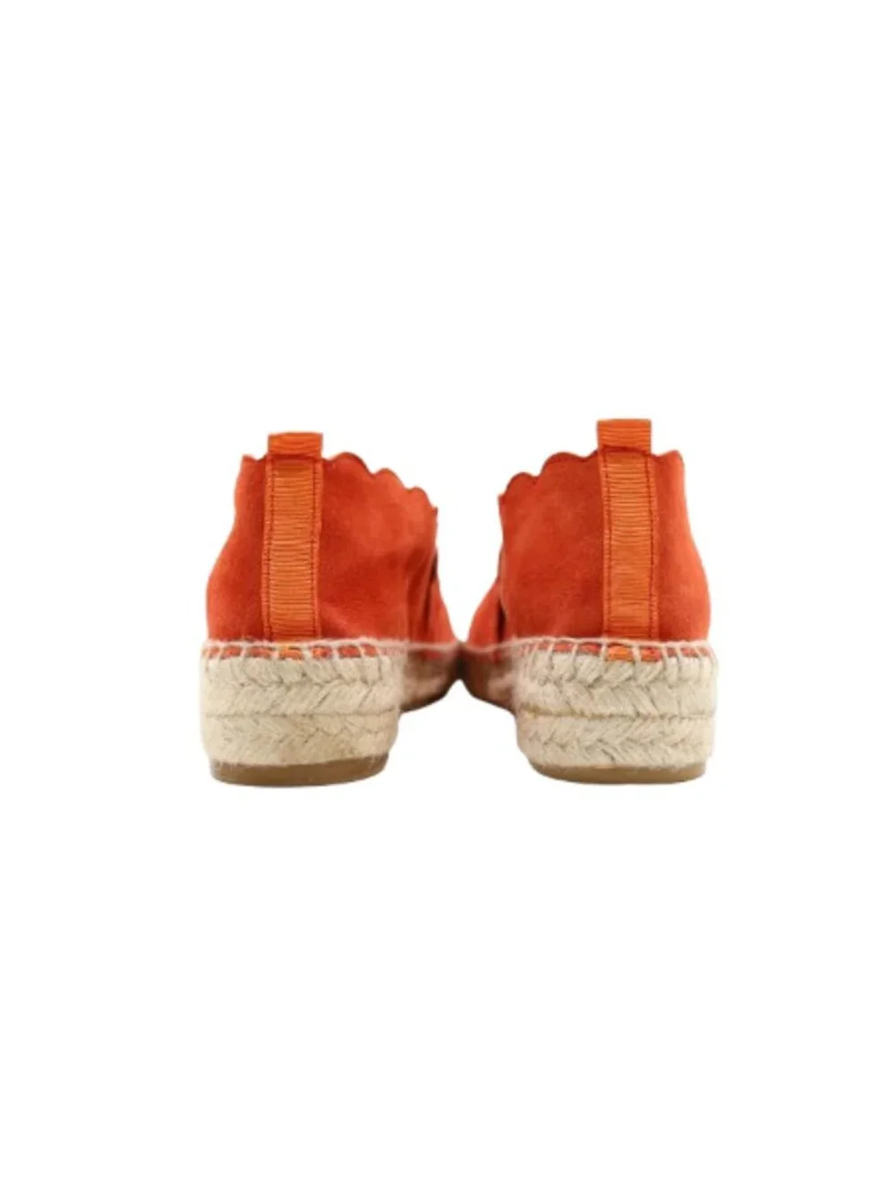 Carmen Saiz Burnt Orange Suede Scalloped Flat Espadrilles - 6/EU 37
